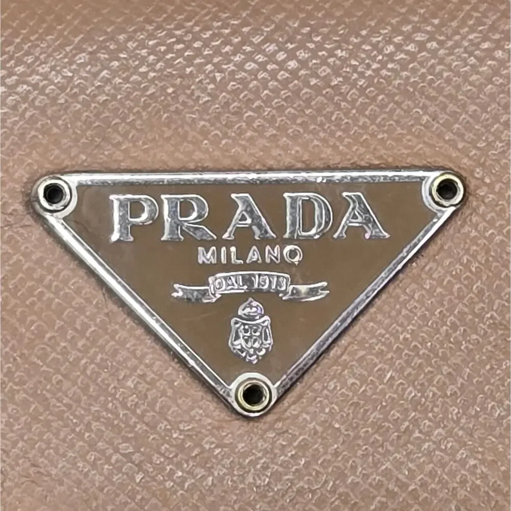 Prada Tan Saffiano Leather Tri-Fold Wallet w/Coin Pouch - Picture 5 of 11